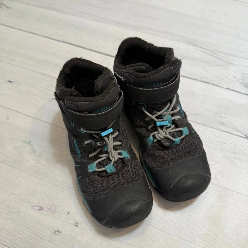 Keen kids black and blue‎ hiking boots shoes youth size 12